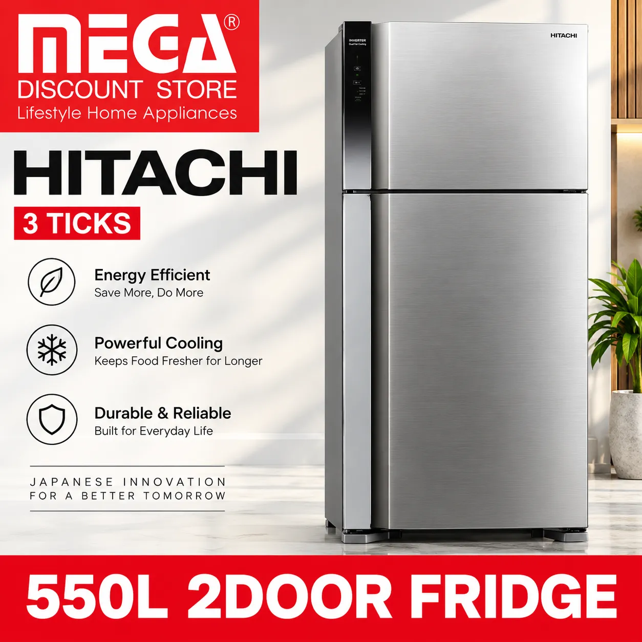 Hitachi 550L 2-Door Inverter Dual Fan Cooling Frost Free Refrigerator Repair and Compressor Service in India